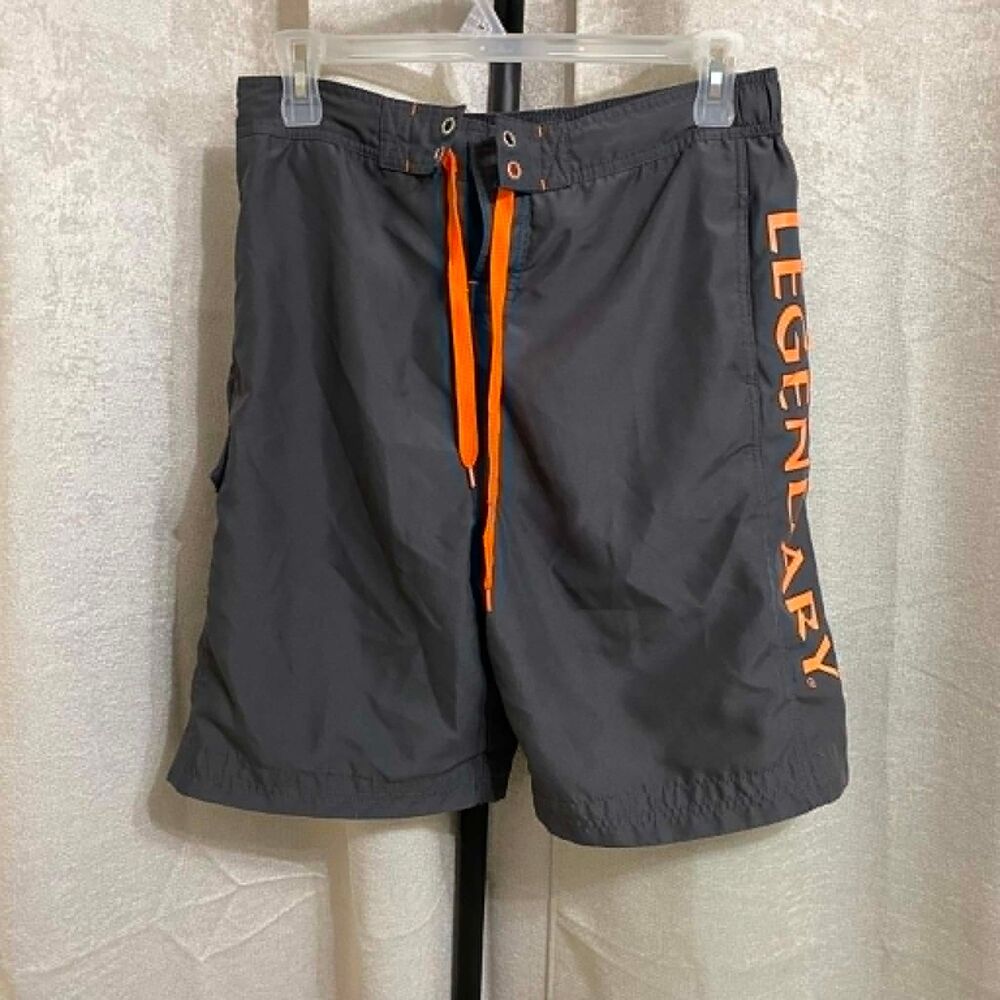 Legendary Whitetails Men's Gray Performance Swim Trunks Board Shorts Size Medium